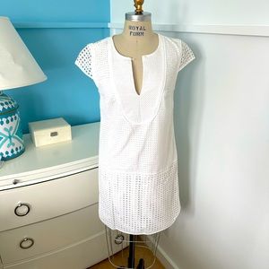 Sleeveless white eyelet keyhole summer dress jcrew XS